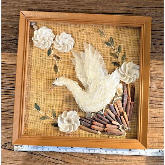 Vintage Shell Art Swan Wall Picture - Picture 8 of 8